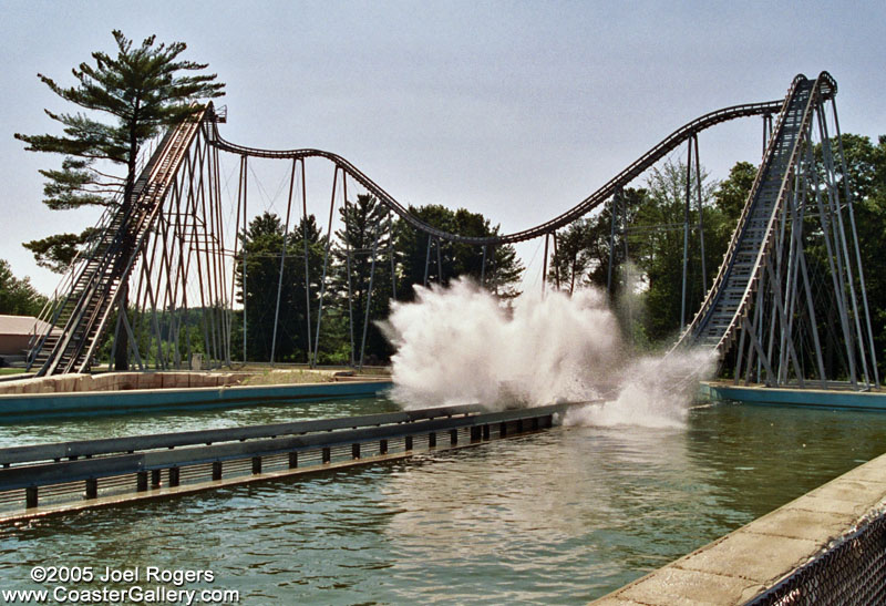Water spashing on an amusement park ride