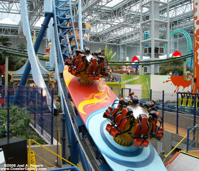 Roller coaster shaped like a surfboard