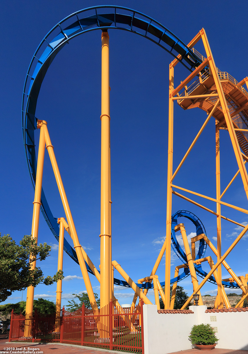 First drop on an inverted roller coaster