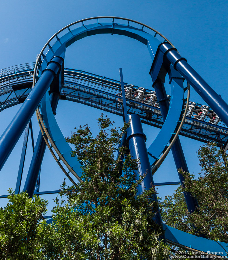 Shark themed roller coaster in Sea World Texas