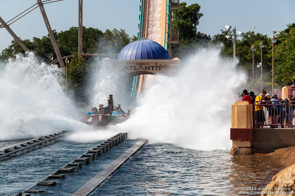 Getting soaked by a water ride