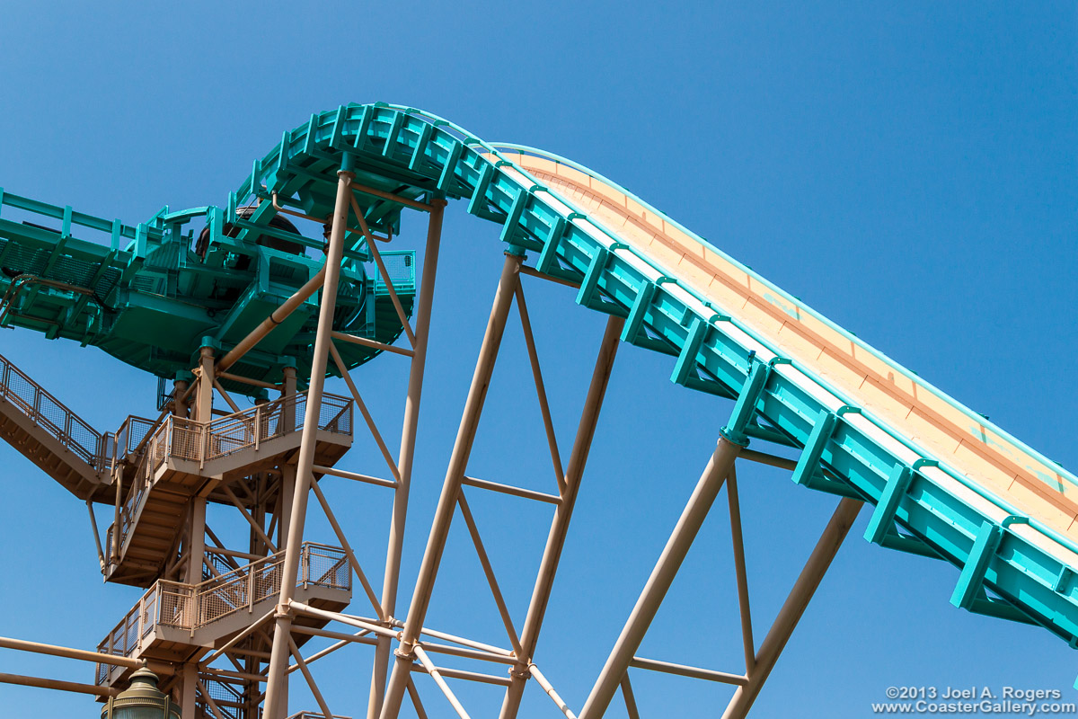 Big drop on the Journey To Atlantis water coaster