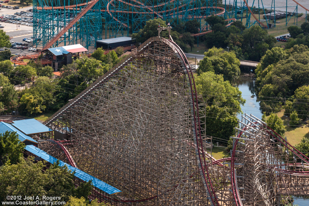 Aerial view of the New Texas Giant coaster