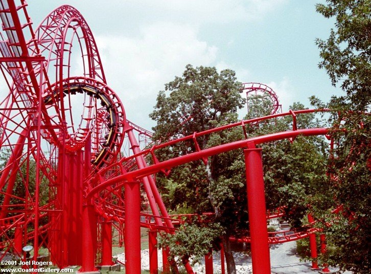 Orient Express roller coaster and interlocking loops