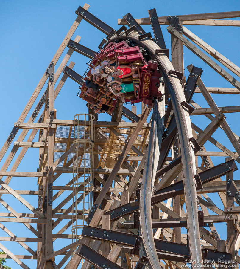 Overbanked turn on the Outlaw Run roller coaster