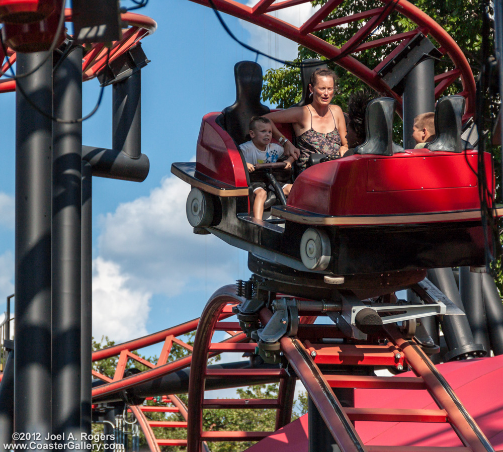 Spinning roller coasters at Six Flags amusement parks