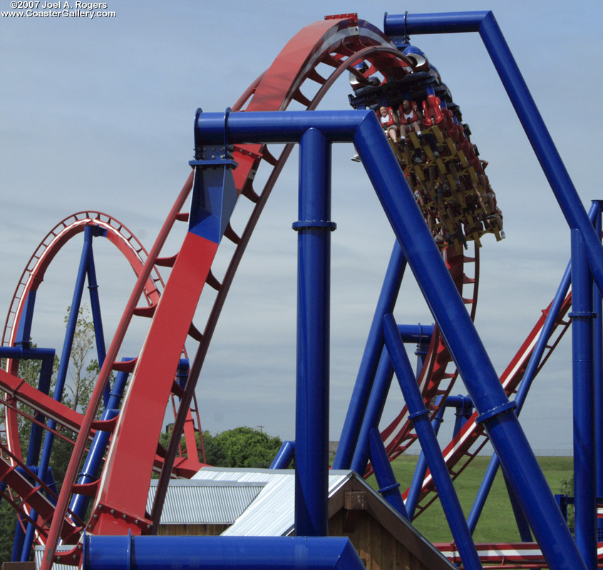 Red, white and blue patriotic roller coaster