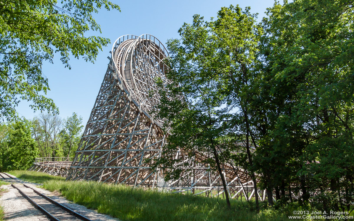 The turning first plunge on the Prowler Roller Coaster