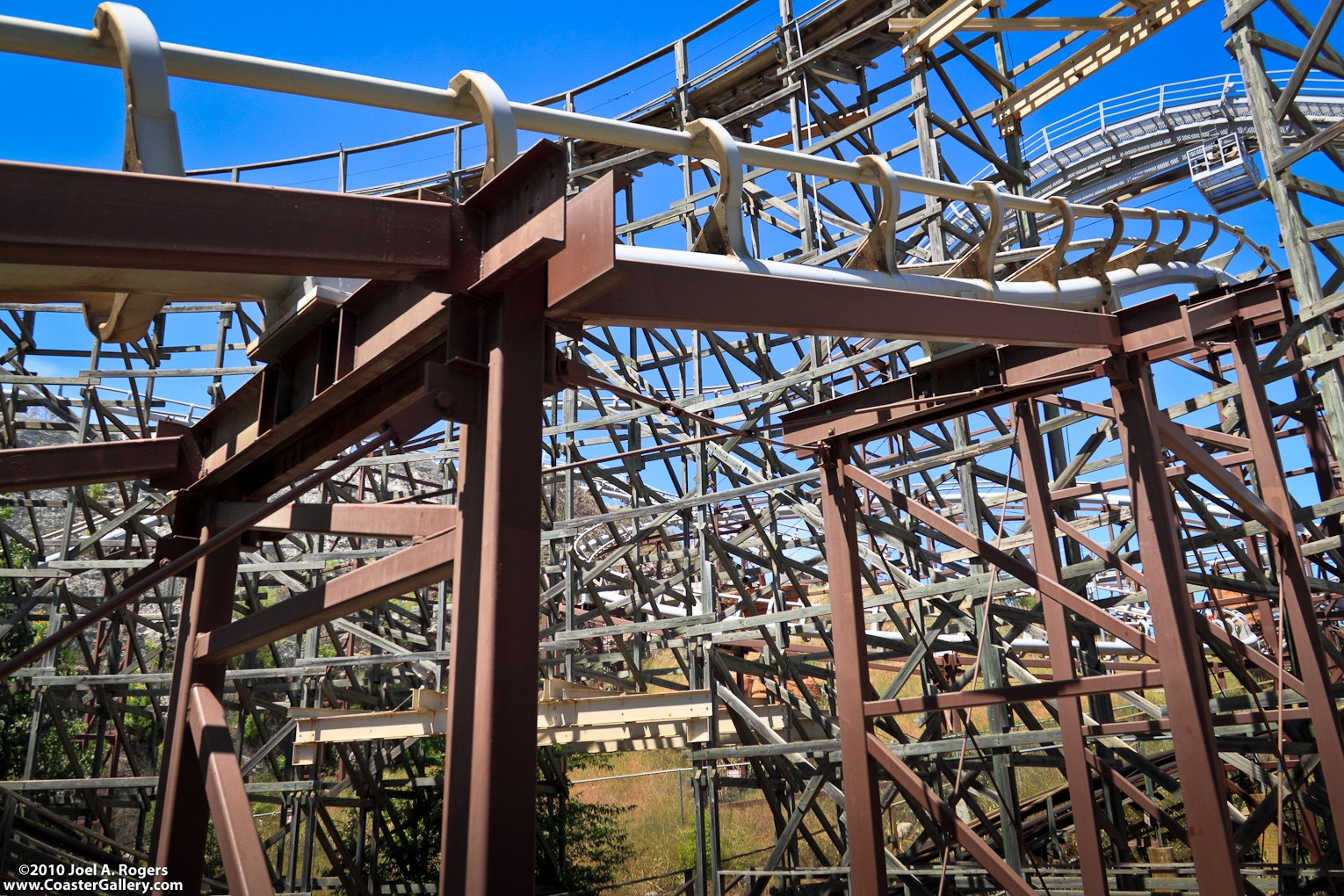 Two roller coasters intertwined