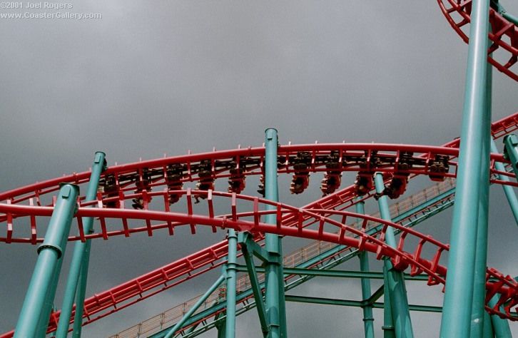 Serial Thriller roller coaster and a thunderstorm