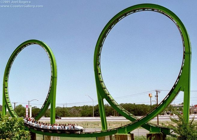 Shock Wave roller coaster at Six Flags Over Texas