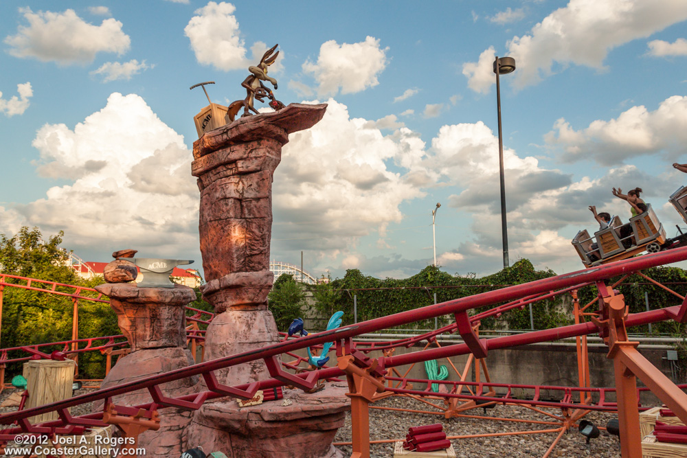 Wile E. Coyote's and Road Runner on a roller coaster