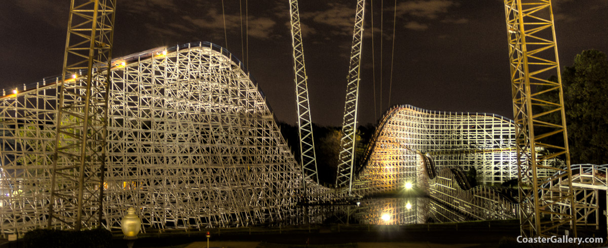 Sky Coaster at night