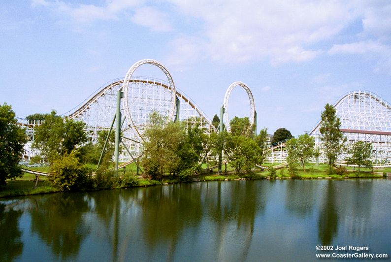 Twin vertical loops of Dragon, built by O.D. Hopkins Associates, Inc.