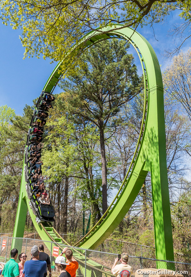 Trains on the Mind Bender roller coaster