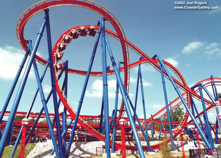 Pretzel Loop on a flying roller coaster