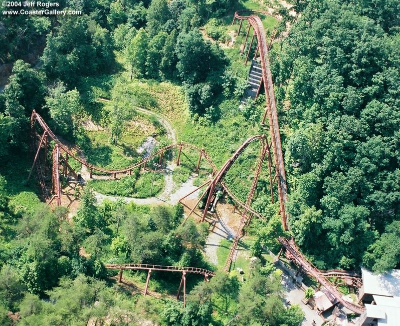 Tennessee Torando roller coaster going through a tunnel