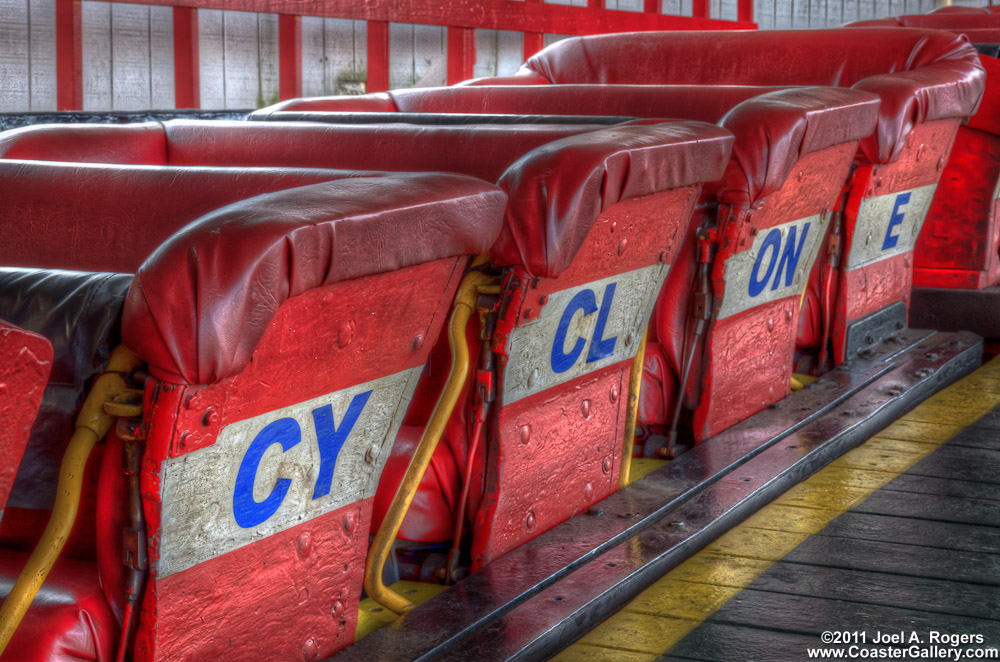 Historic wooden roller coaster cars