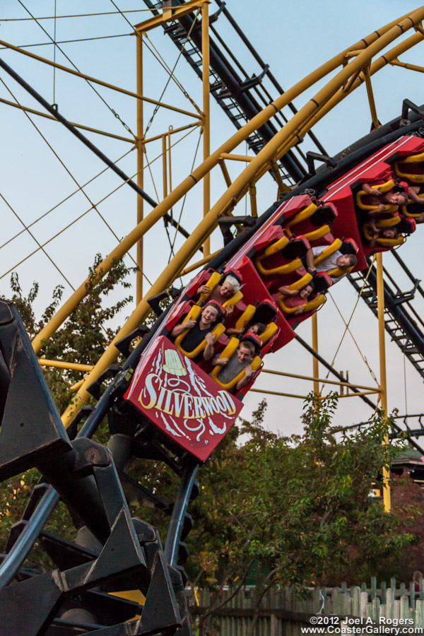 The first corkscrew loop on a roller coaster