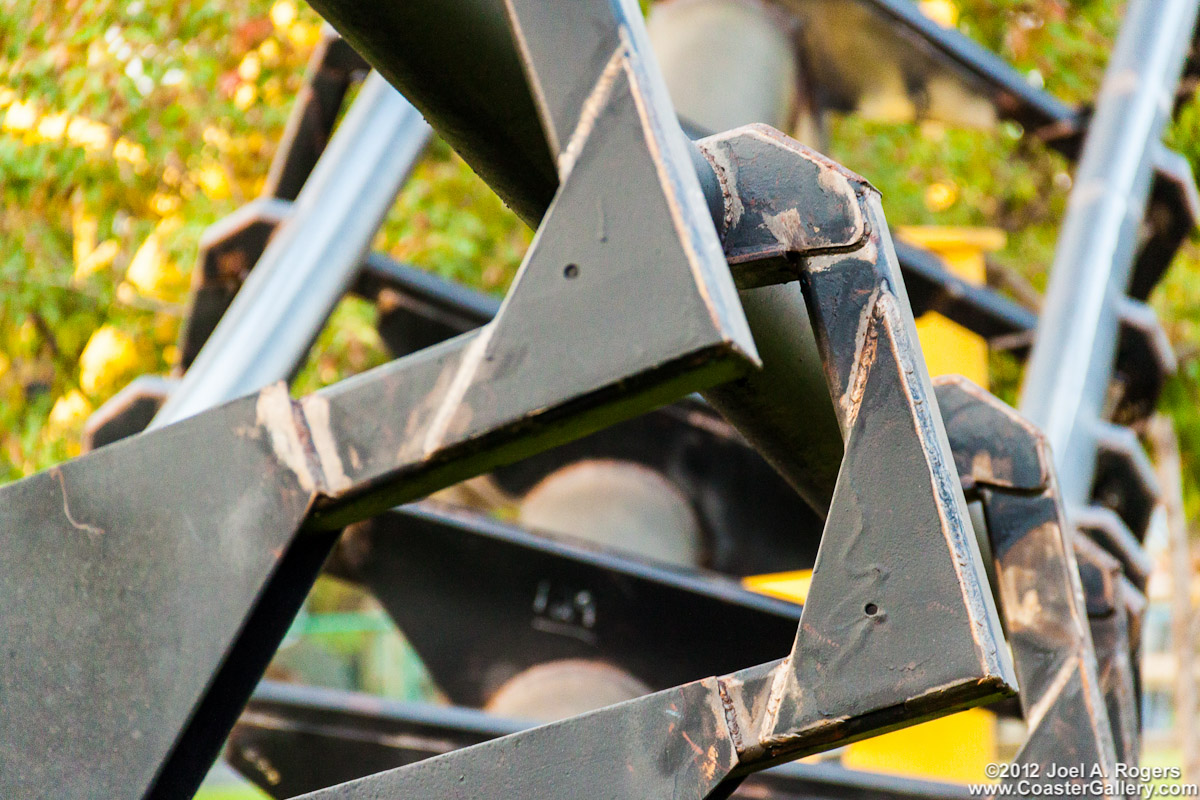 Detail shots of a steel roller coaster