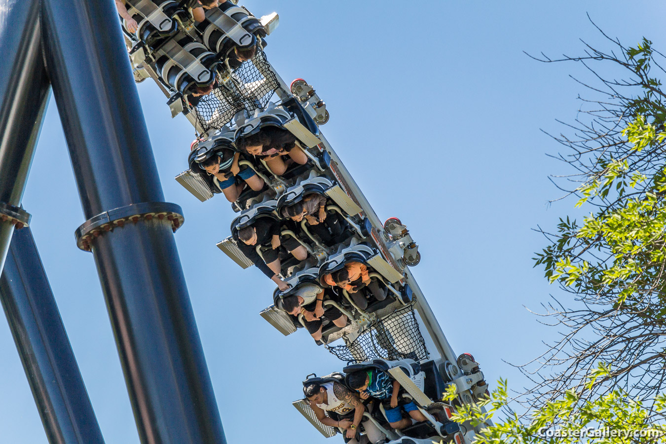 Trains on the Full Throttle roller coaster