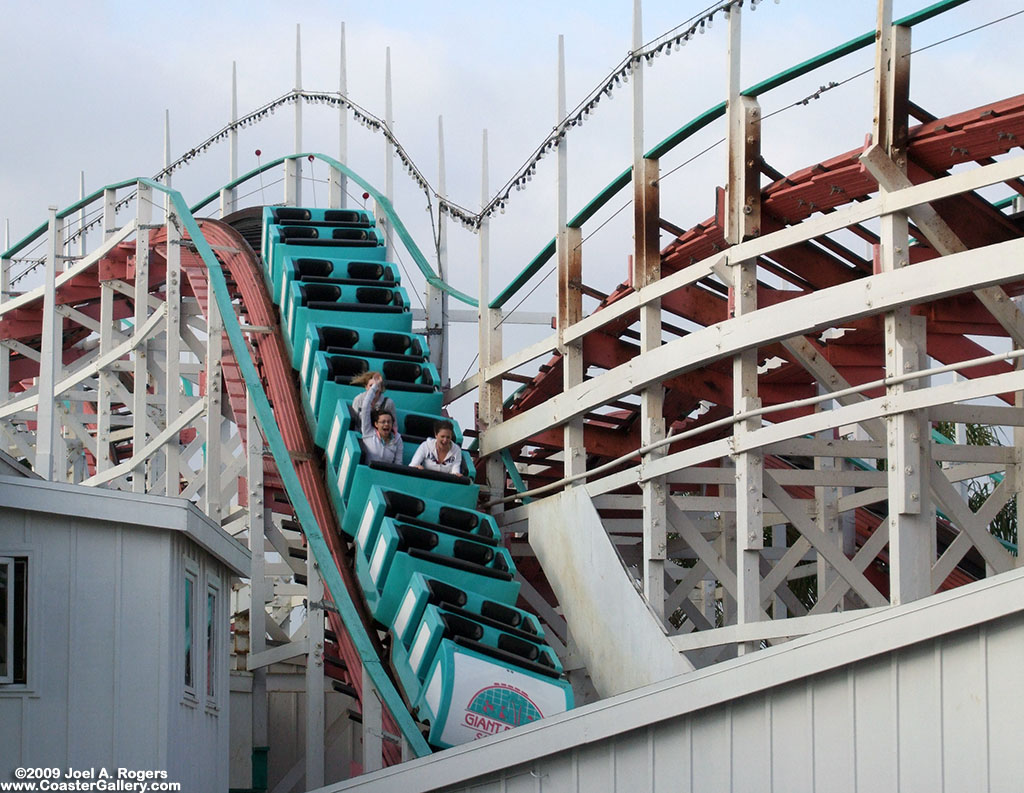 Wood roller coaster train built by Morgan