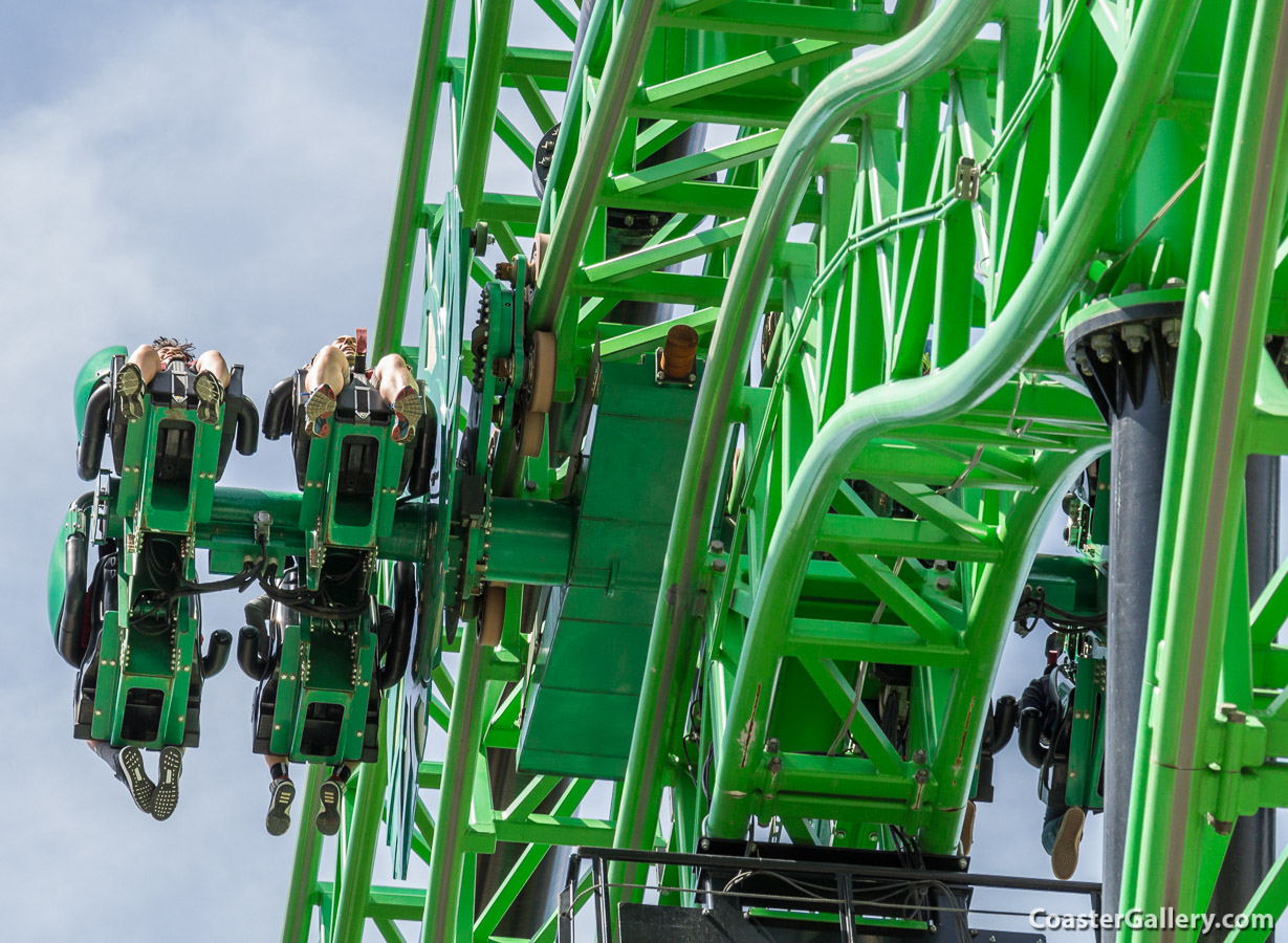 Flanged Wheels on the Green Lantern roller coaster