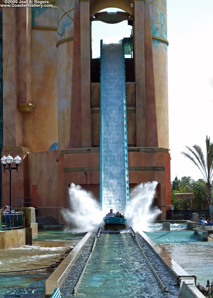 Plunging down the waterfall!