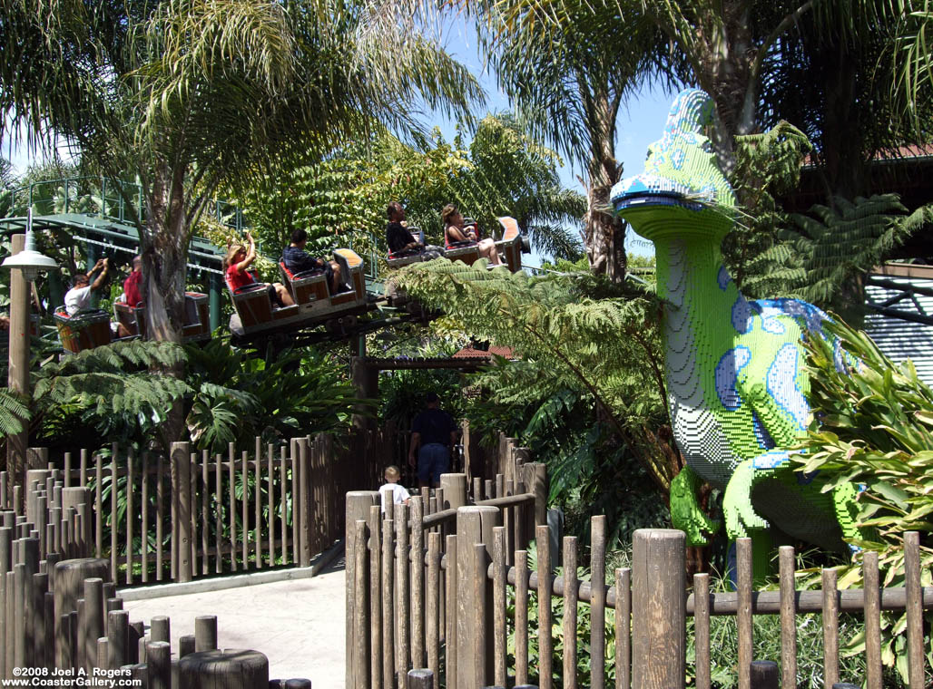 Coastersaurus and a LEGO dinosaur