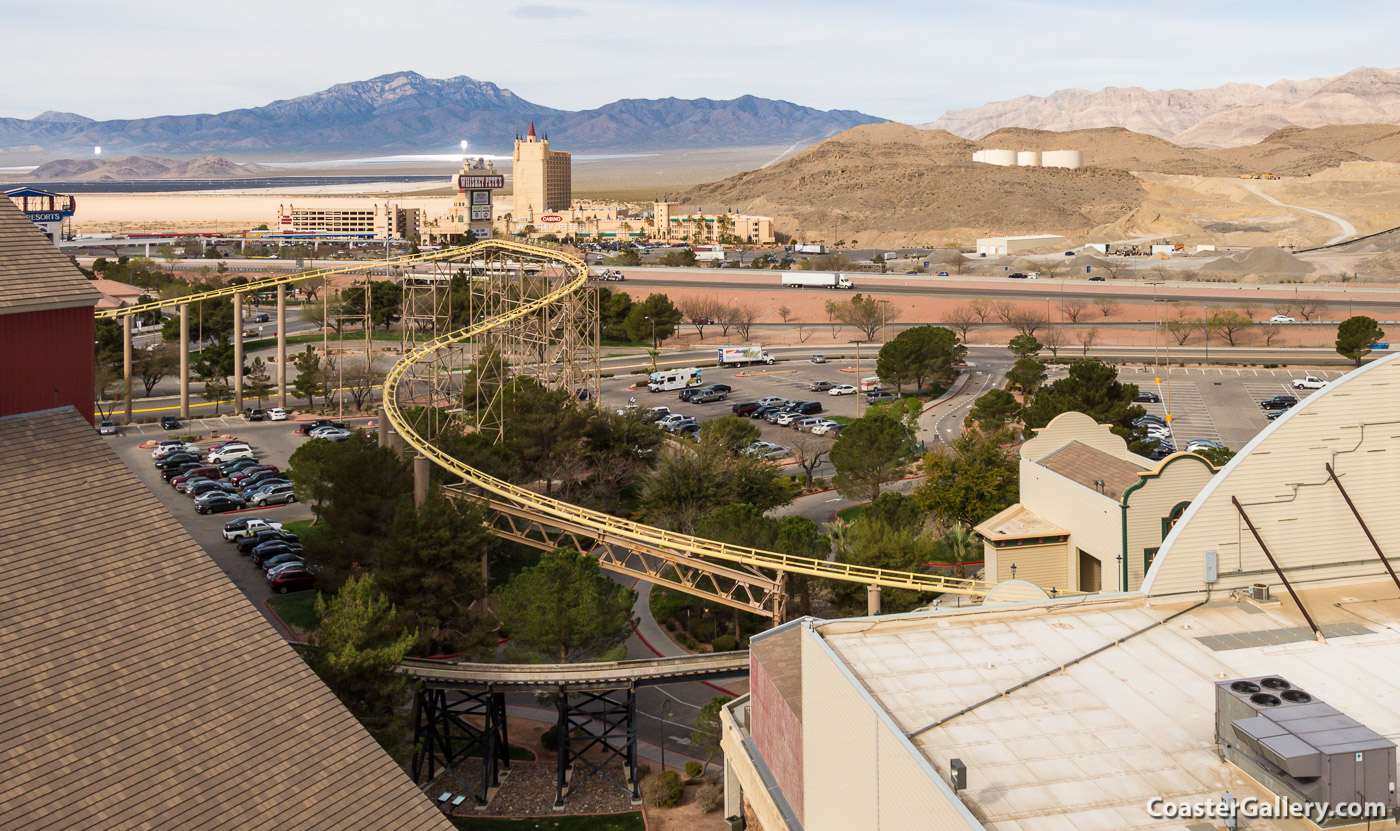 Ivanpah Solar Power Facility in California and the Desperado roller coaster in Nevada