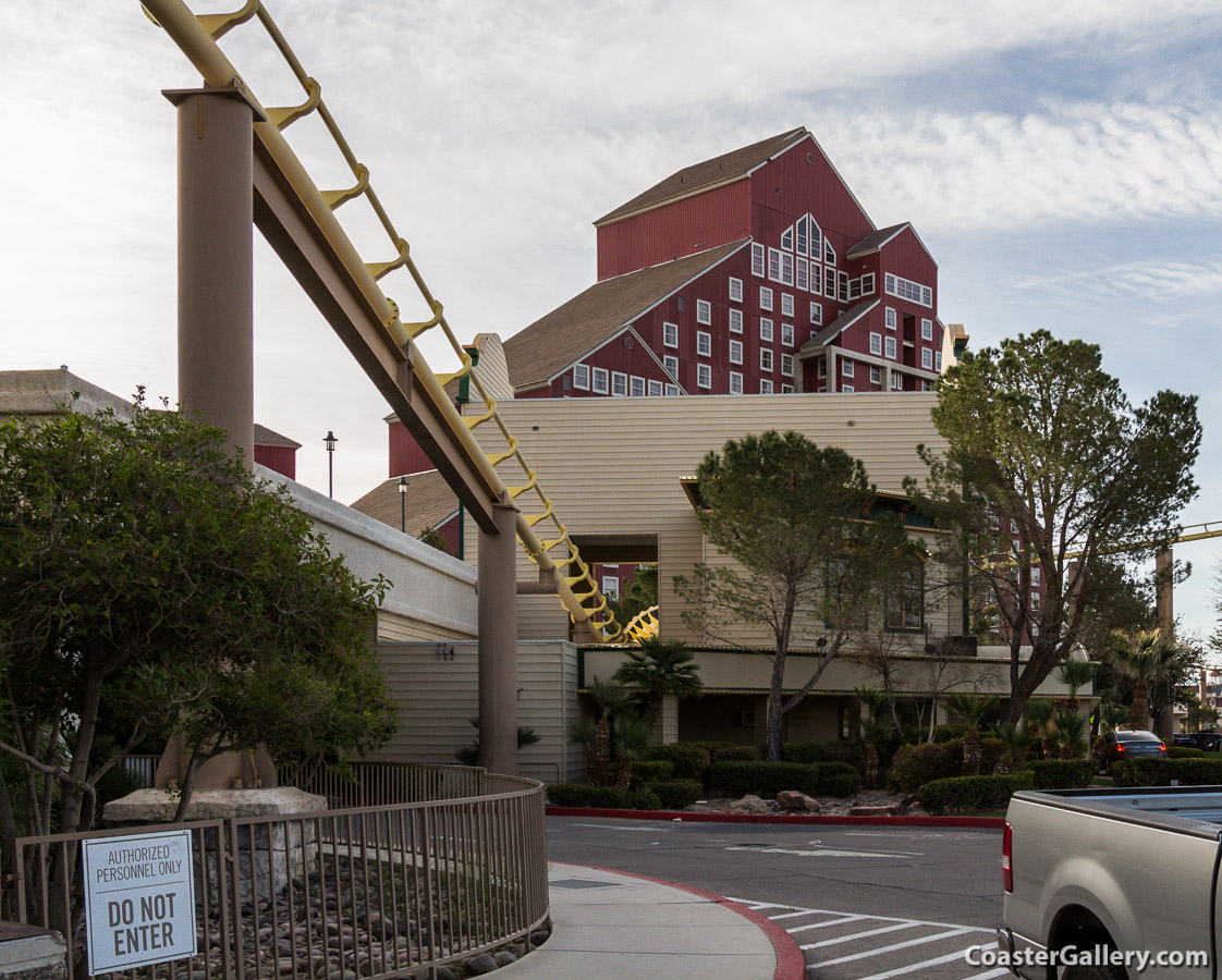 Hotel and roller coaster.