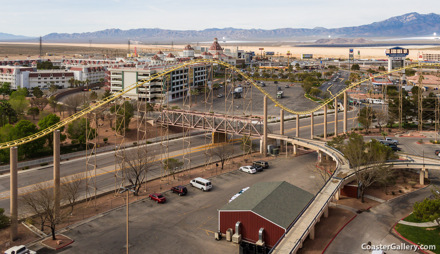 Tesla Model S - Supercharger - Ivanpah Solar Power Facility in California and the Desperado roller coaster in Nevada