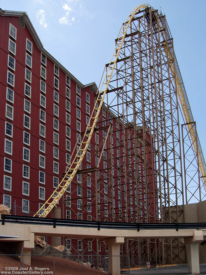 Resort hotel next to a roller coaster