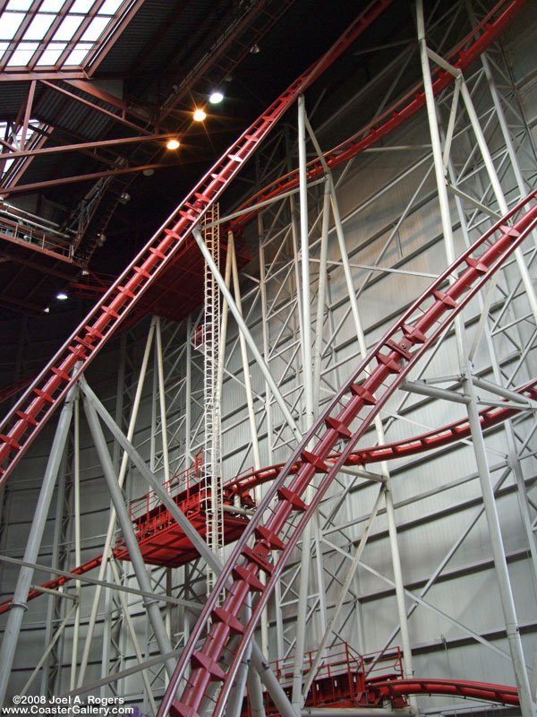 Lift hill on Mindbender coaster in the world's largest shopping mall