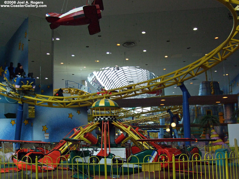 Spinning roller coaster at Galaxyland Amusement Park