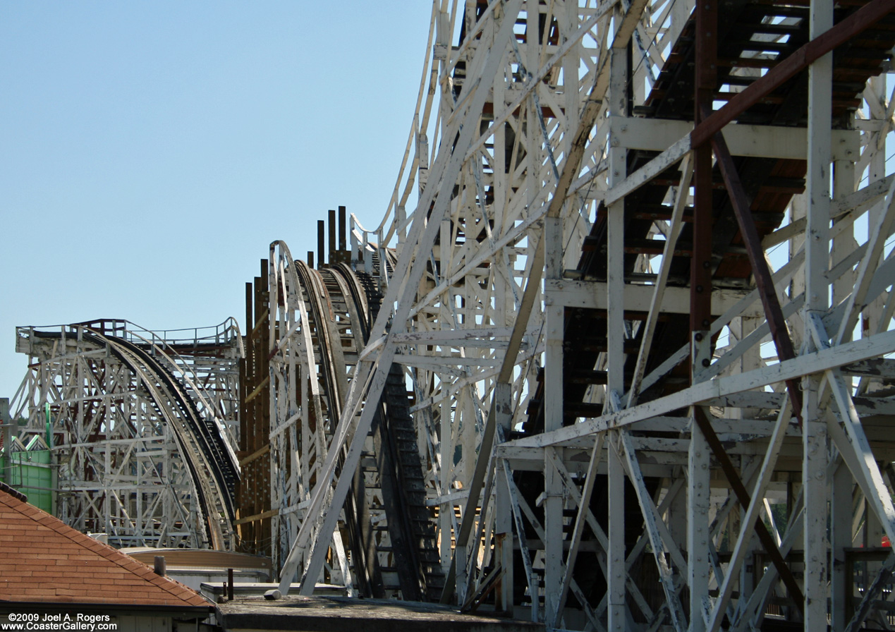 Historic roller coaster running with Prior and Church trains