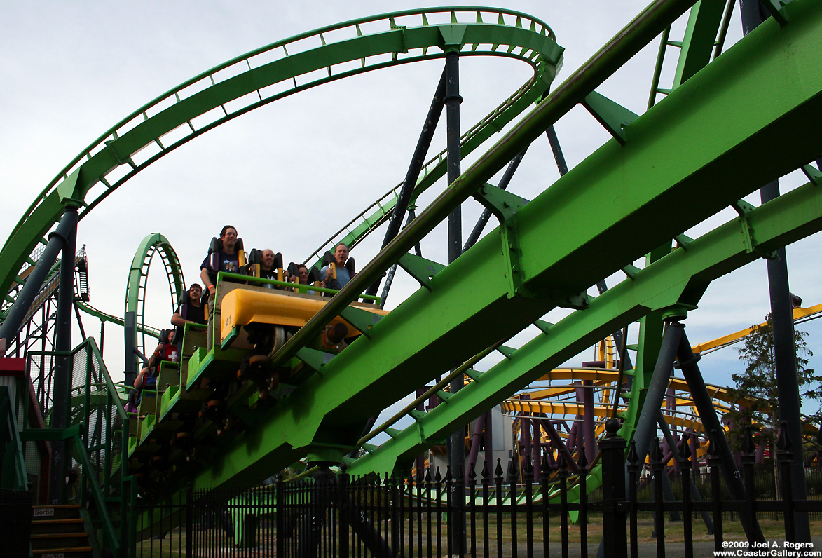 Riders on the Cobra coaster at La Ronde - now part of the Six Flags Family