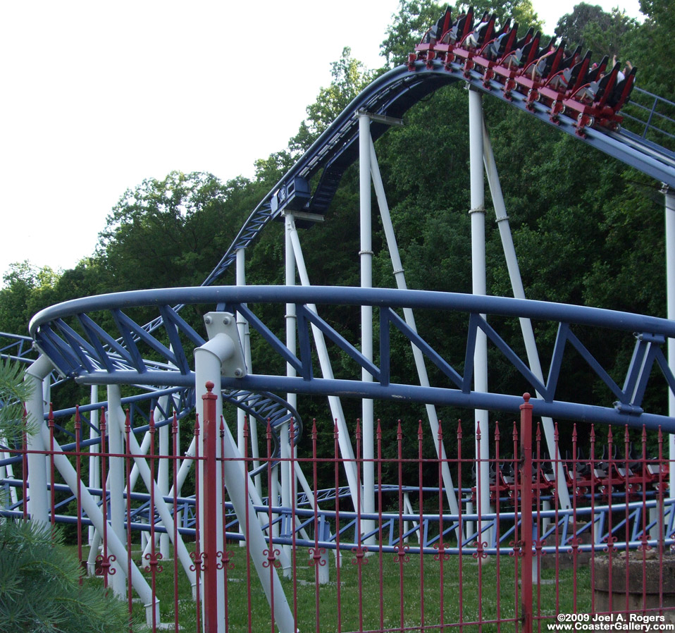 Coaster train reaching the top of the hill