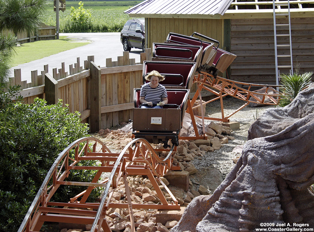 Flying over hills on a small roller coaster