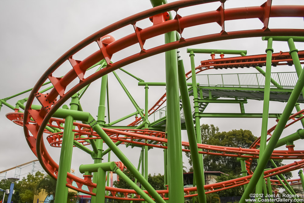 Orange and green roller coaster