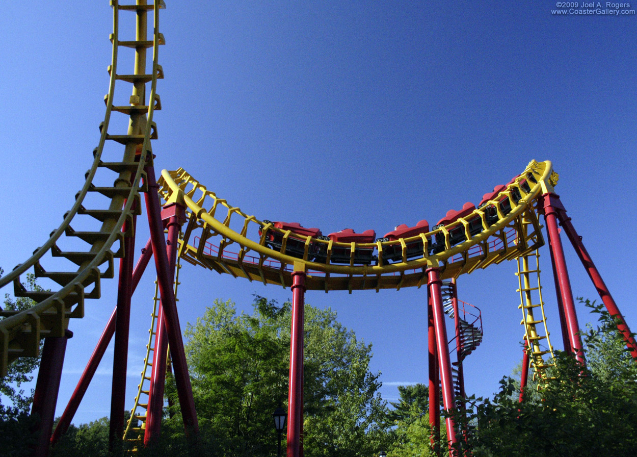 Cobra Loop and Vertical Loop on a roller coaster at Six Flags