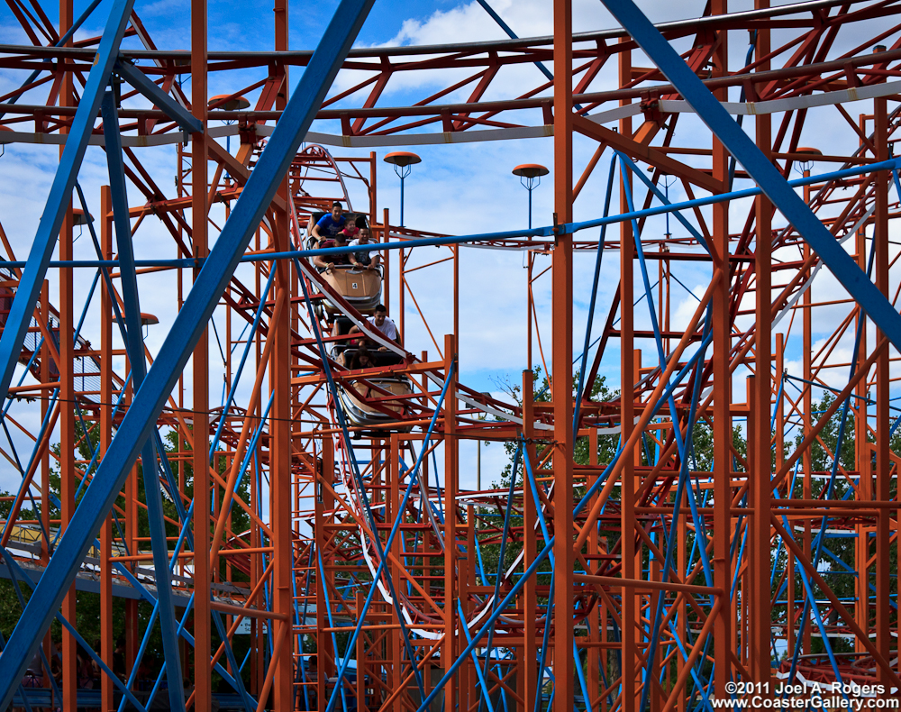 A tangle of roller coaster track.