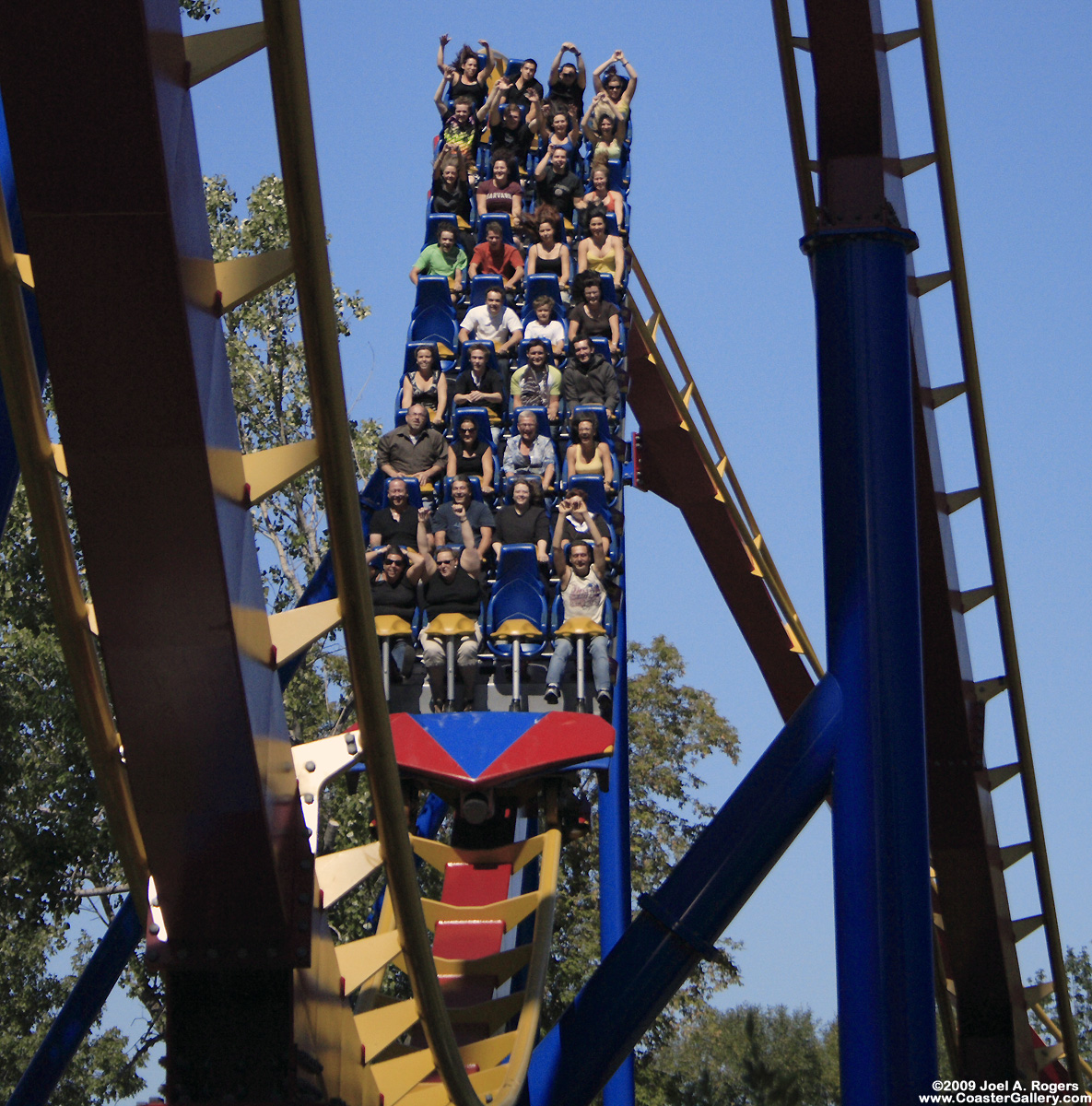 Goliath's train flying down a hill