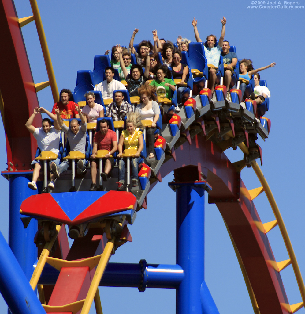 Close up shot of Goliath's train cresting the hill