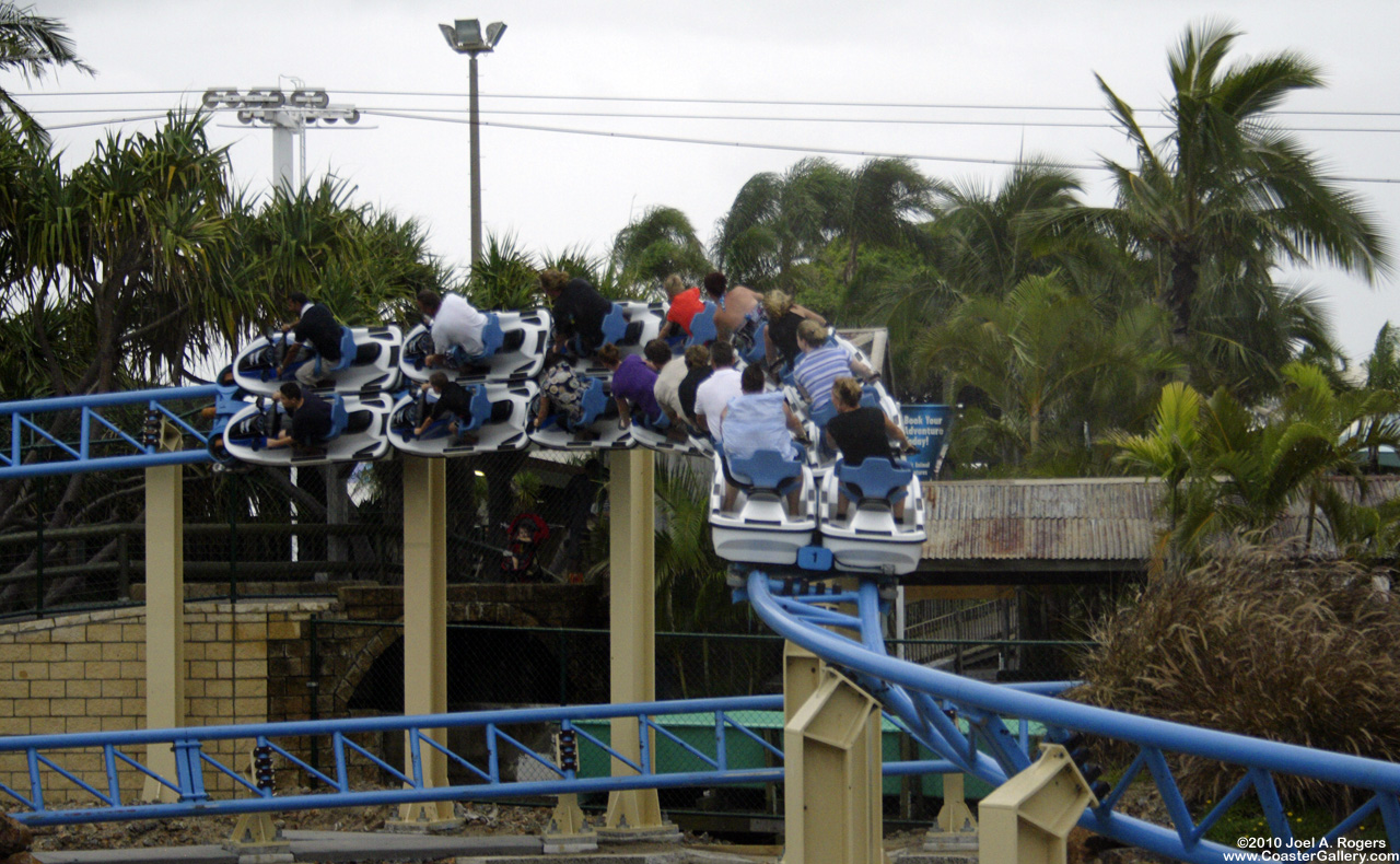 Jet Ski vehicles on a roller coaster