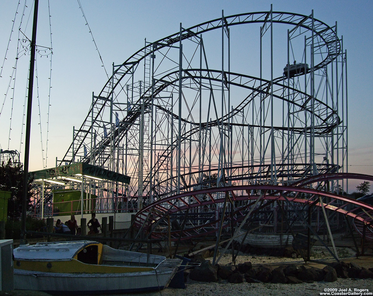 Roller coasters at sunset