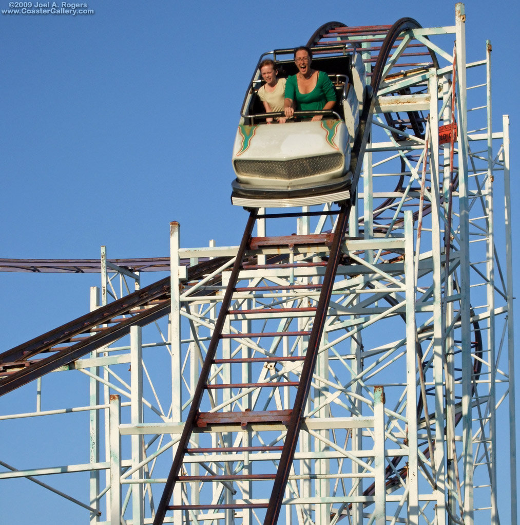 First drop on a roller coaster