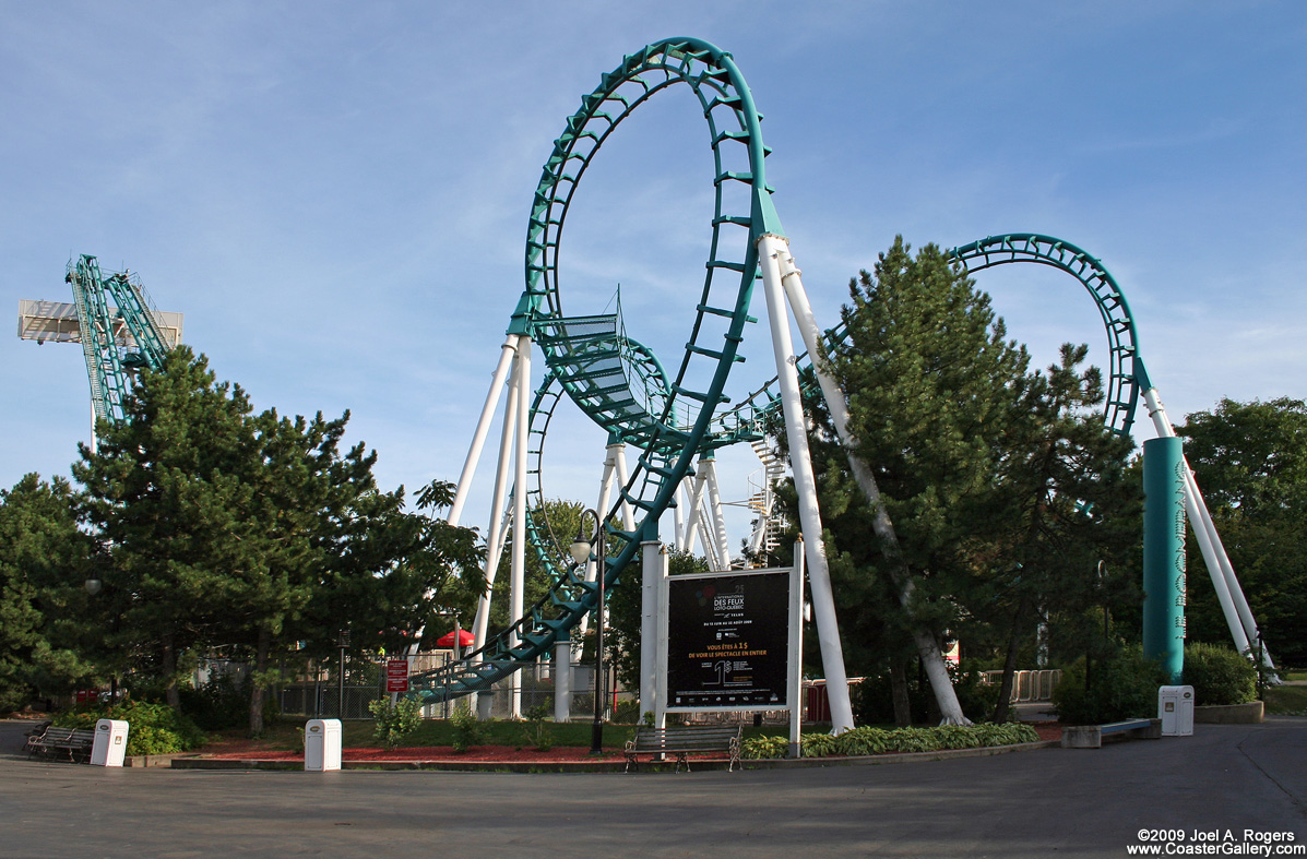 Three loops on a roller coaster that goes forward and backward