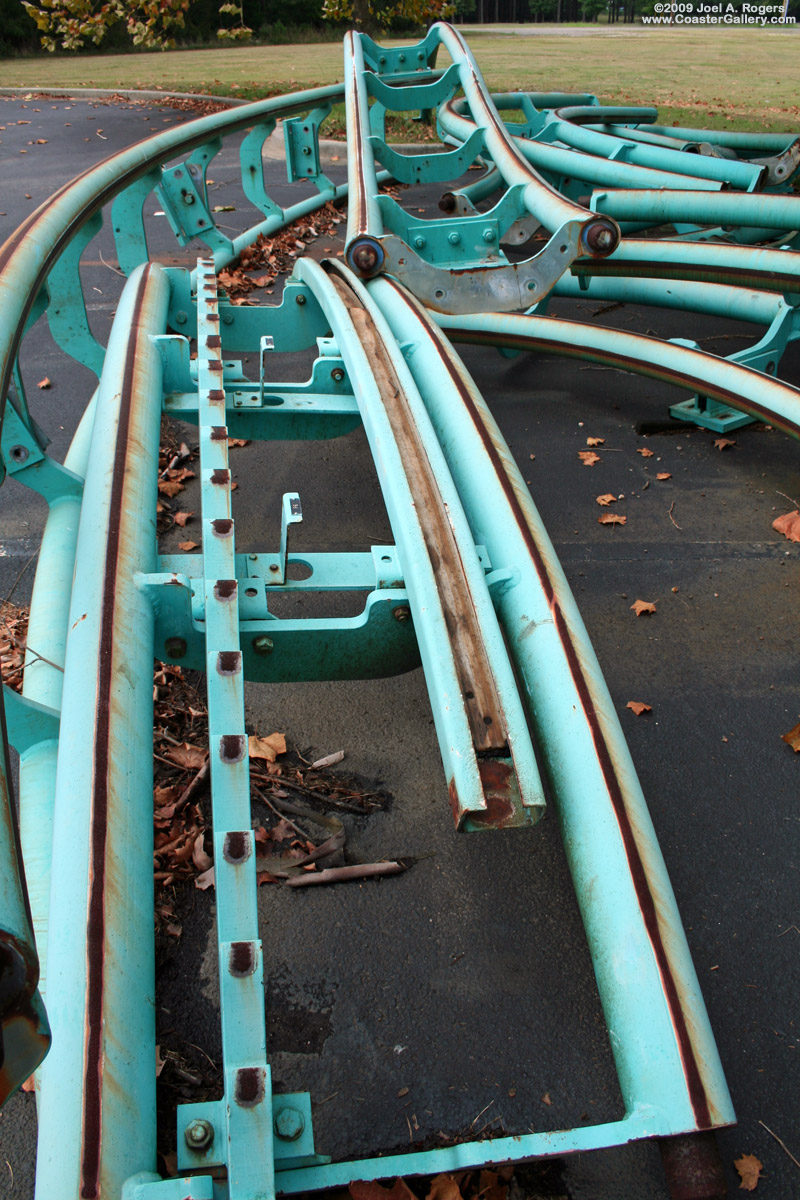 A tangle of teal roller coaster
