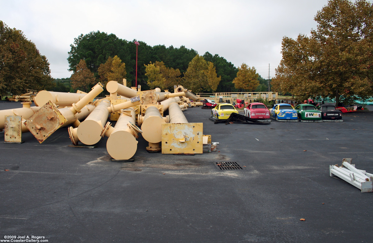 NASCAR Nextel Cup cars in a parking lot